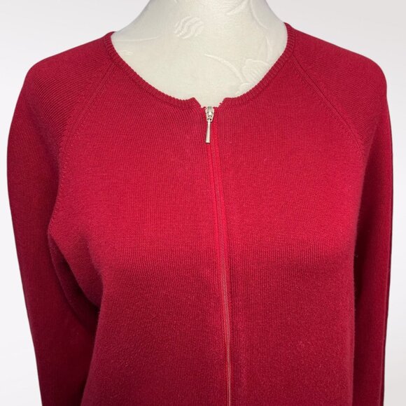 Pria Red Full Zip Cotton Blend Cardigan Sweater Small - Minor Flaws - Picture 2 of 10